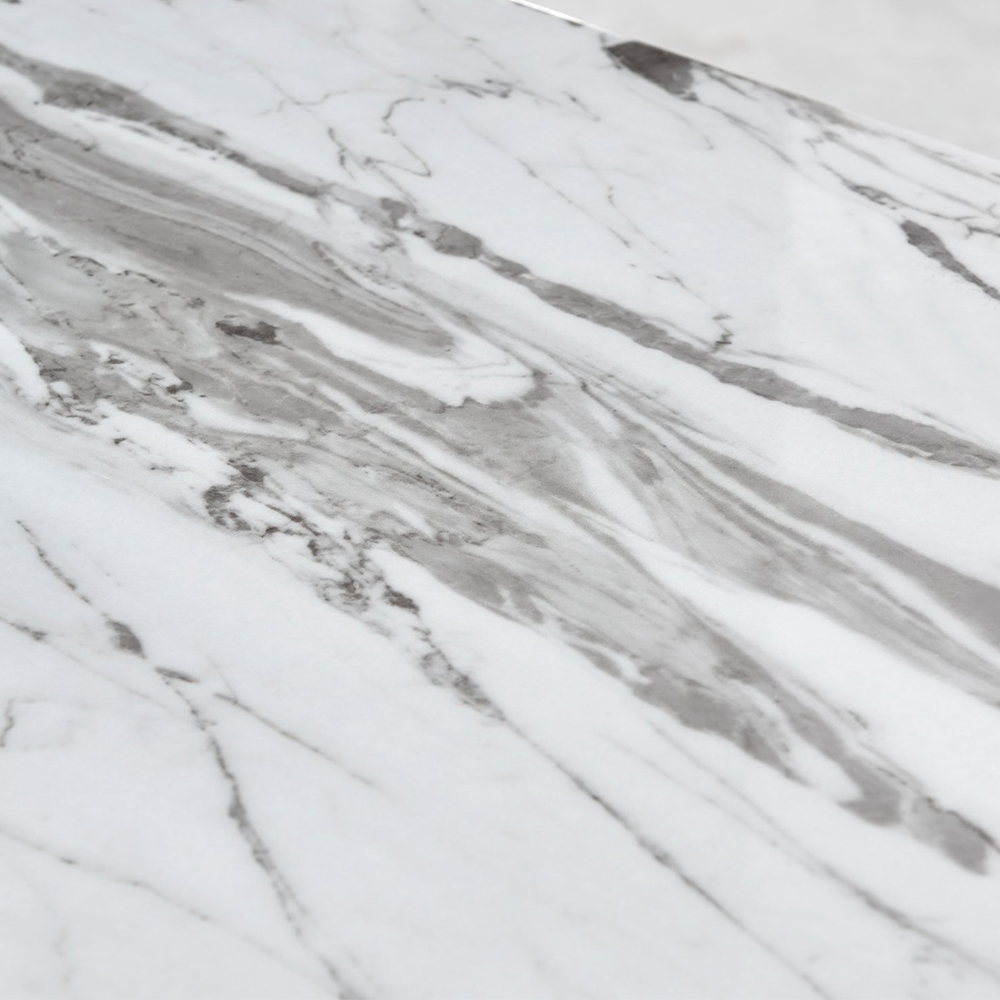 Furniturebox Solo Valera 6 Seater Dining Set Marble Effect and Black Image 5