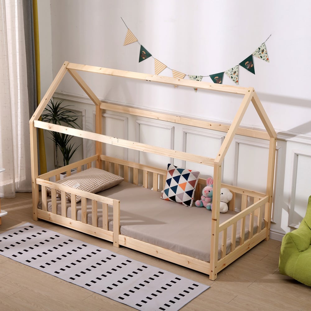 Portland Wood House Natural Kids Bed Frame Image 8