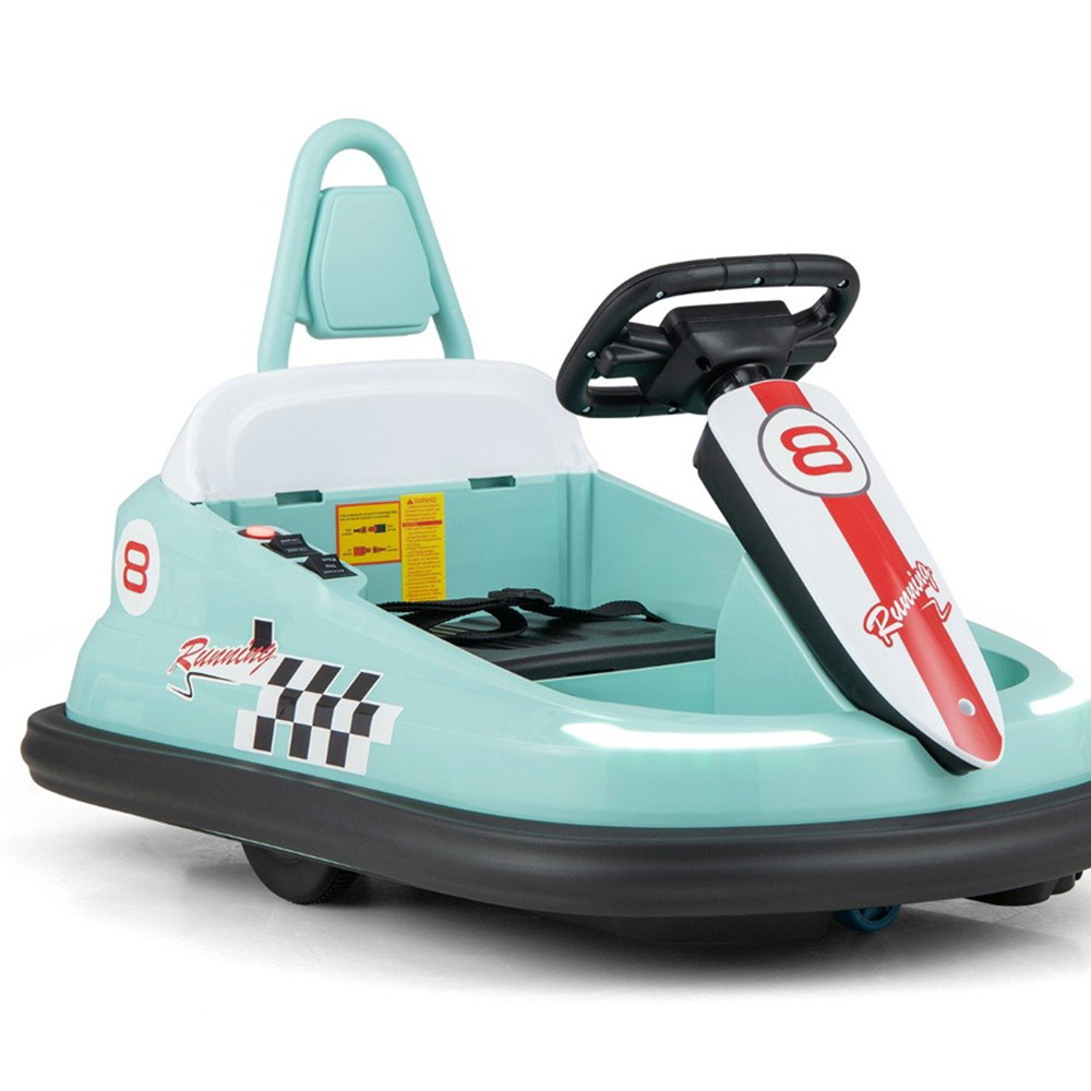 Costway Kids Green Electric Ride On Bumper Car with Spin and Dual Motors 6V Image 4