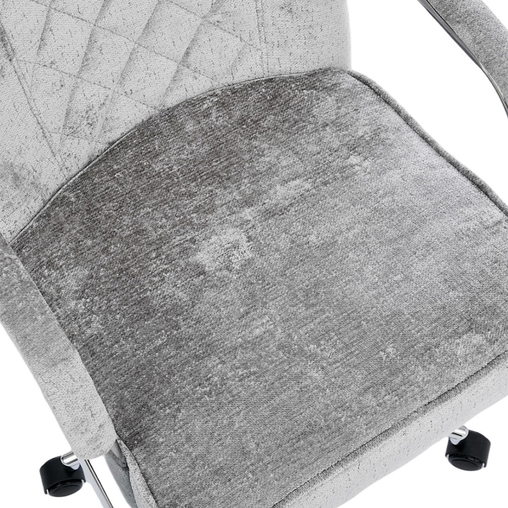 Living and Home Grey Chenille Diamond-Quilted Height Adjustable Swivel Office Chair Image 4