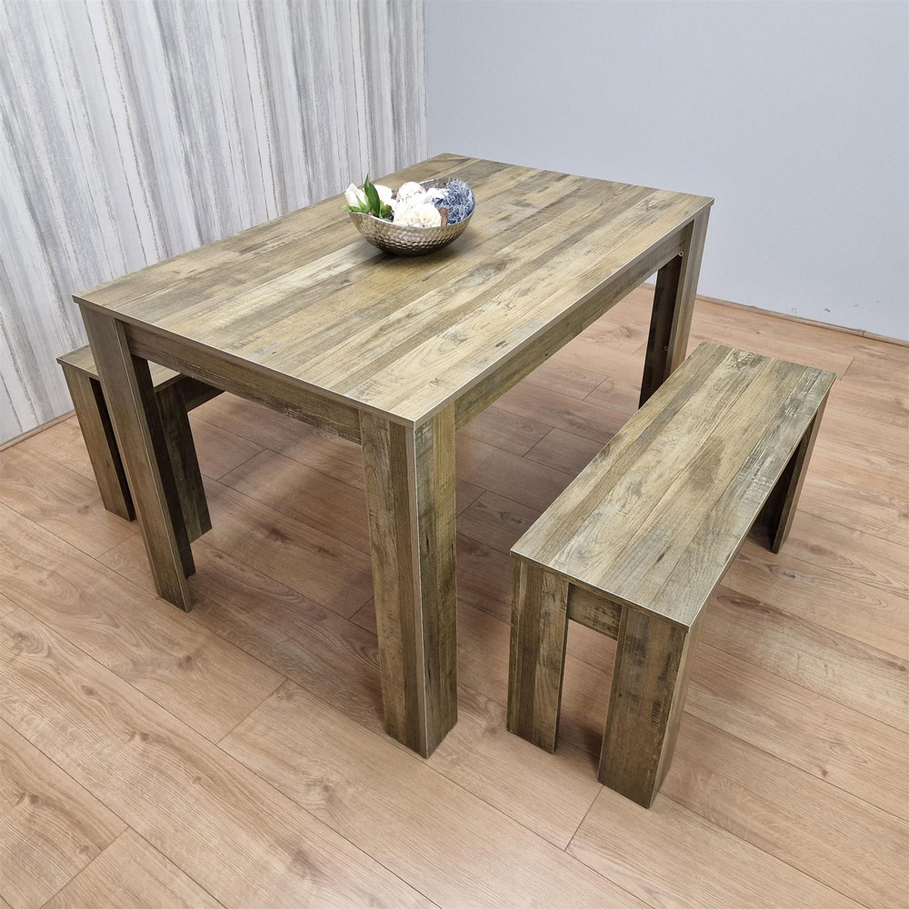 Portland 4 Seater Rustic Effect Dining Set Image 4