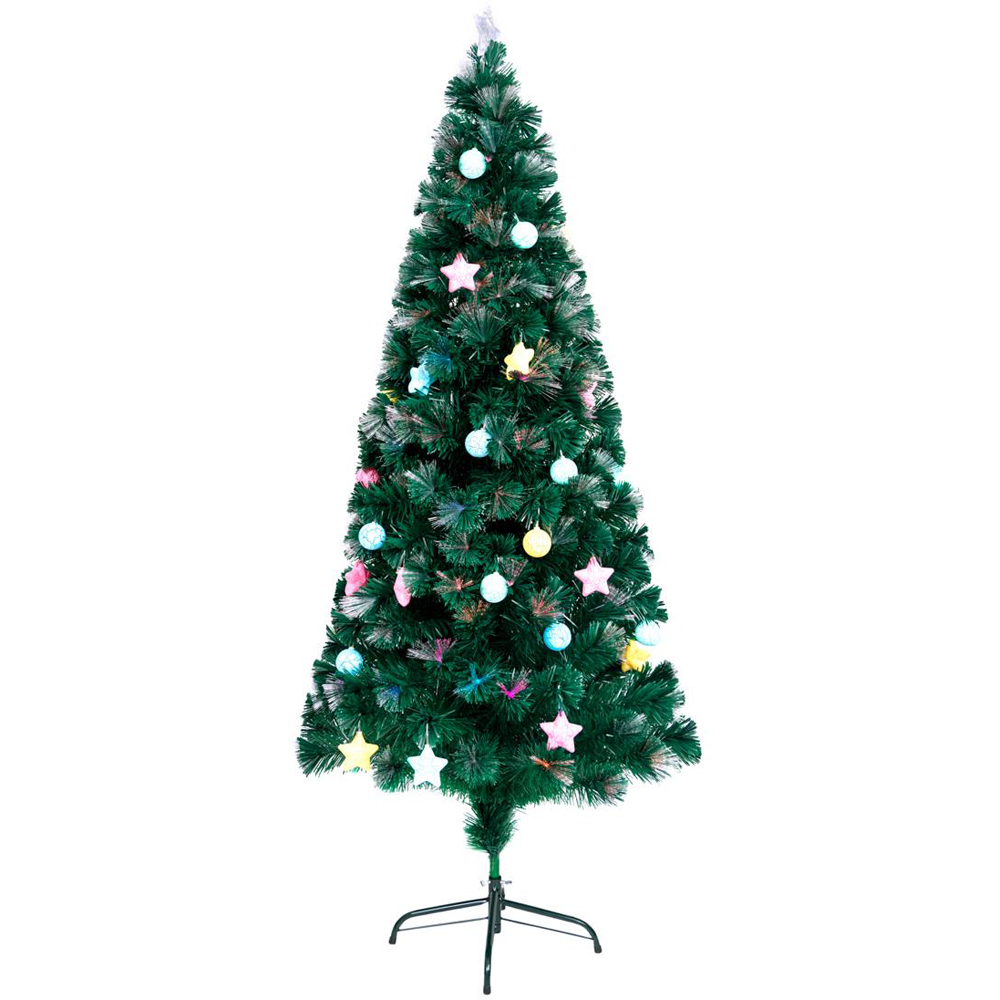 Shatchi Pastel Stars and Baubles Fibre Optic Christmas Tree 4ft Image 1