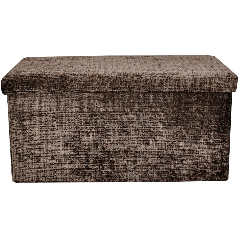 Chenille Storage Trunk Chocolate Brown Image 2
