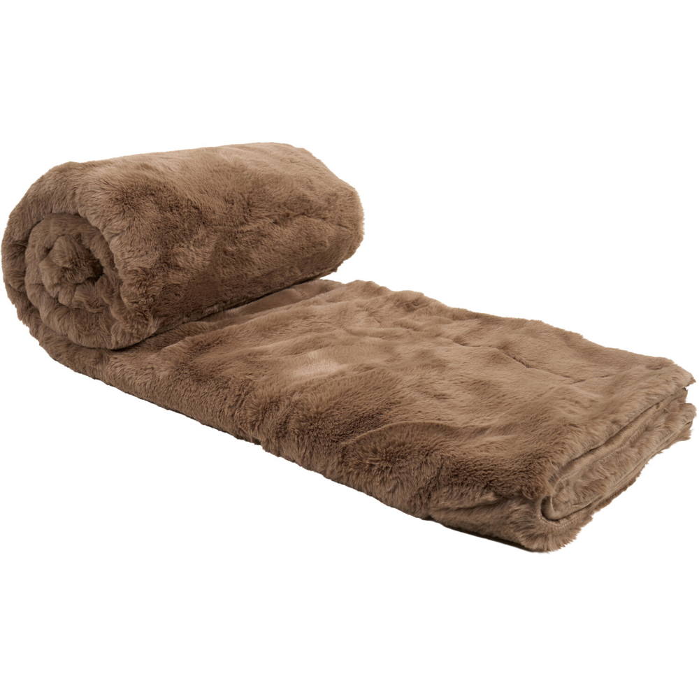Extra Large Rabbit Faux Fur Throw Mocha Image 4