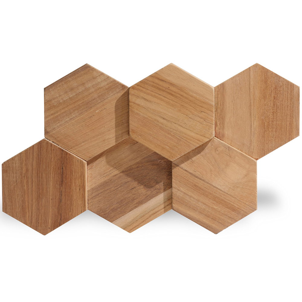 Wallsupply UltraWood Hexagon Teak Wall Panel 10 Pack Image 3