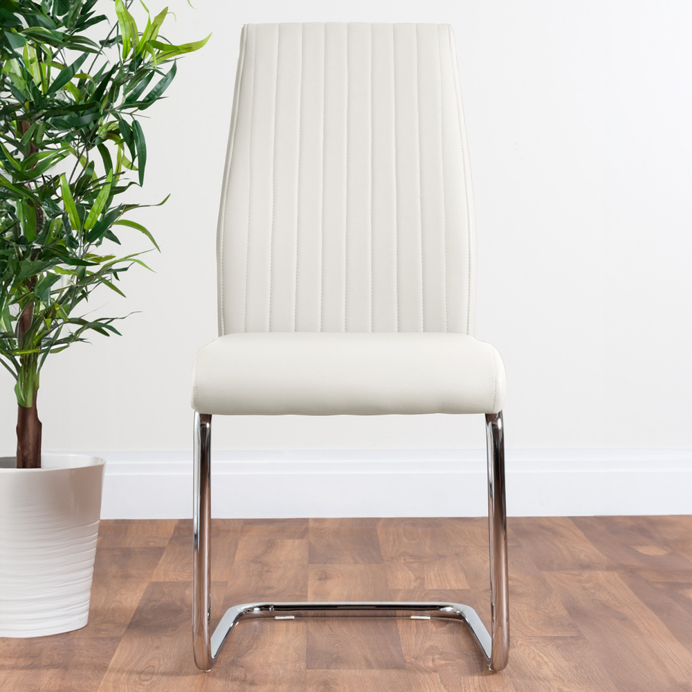 Furniturebox Elissa Fontana Marble Effect 2 Seater Round Dining Set White and Chrome Image 4