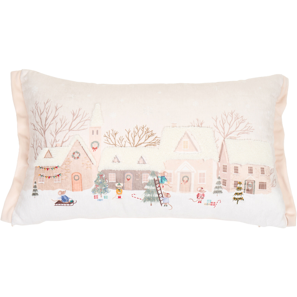 Mouse Winter Village Cushion Natural Image 7