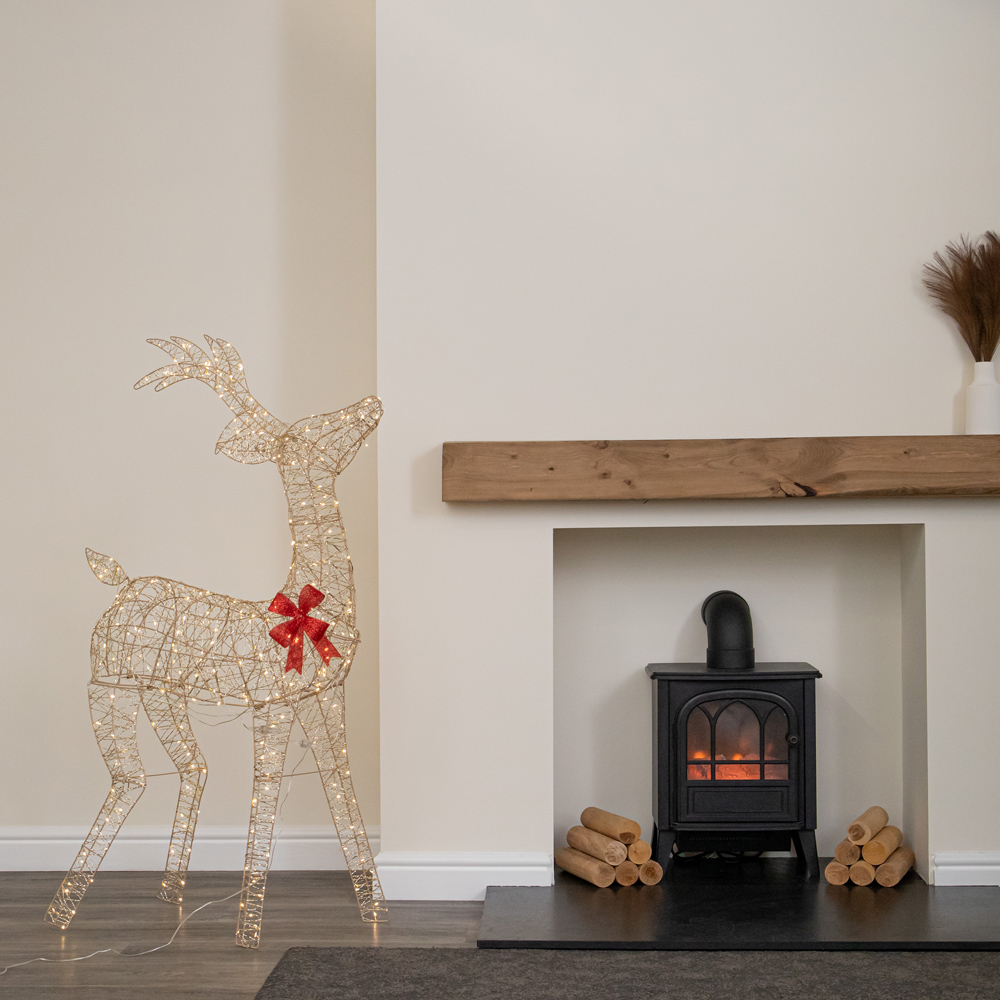 Samuel Alexander 300 Warm White LED Gold Twist Standing Reindeer Christmas Decoration 4ft Image 8