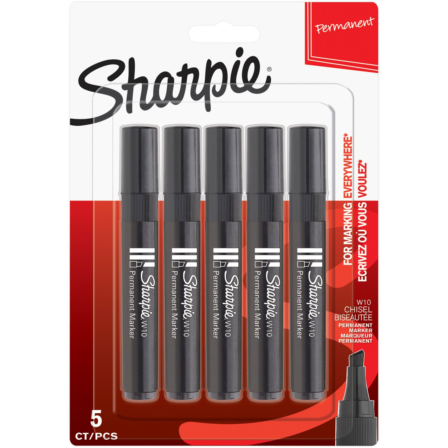 Pack of 5 Sharpie Black Chisel Marker - Black Image