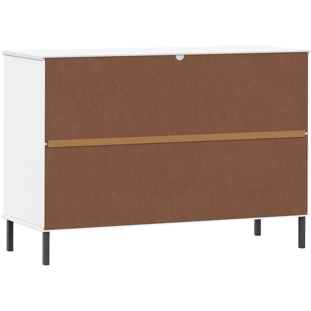 vidaXL Oslo 2 Door 2 Drawer Single Shelf White Solid Pine Wood Sideboard Image 7