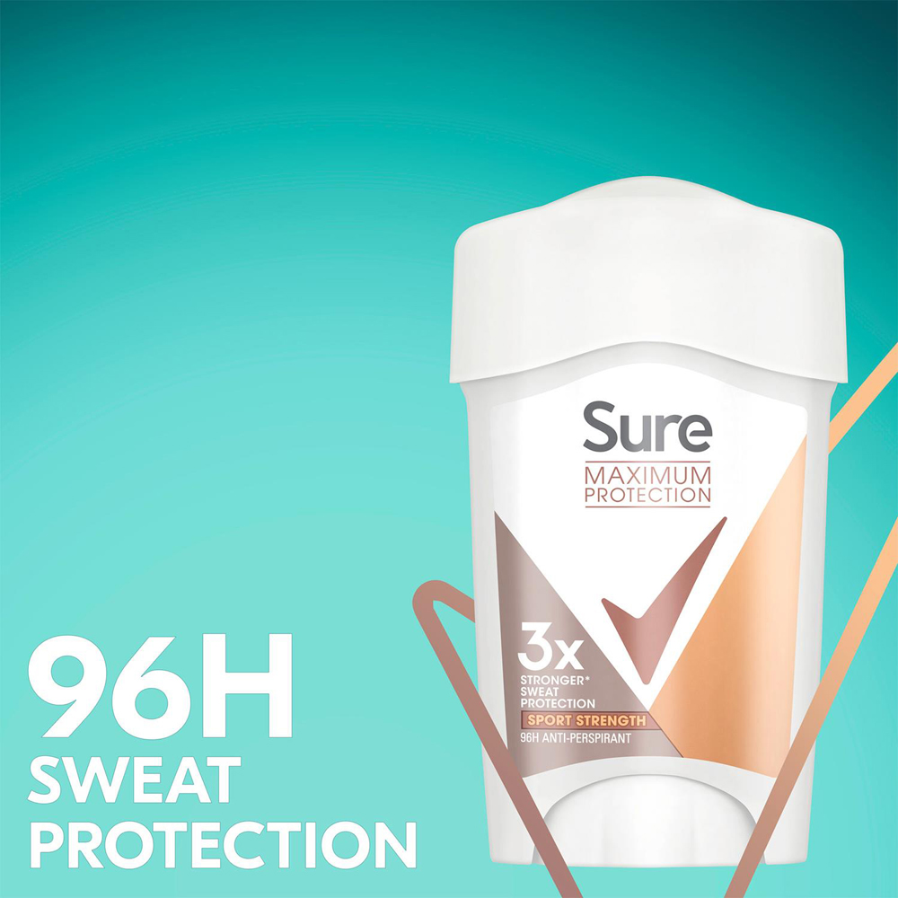 Sure Women Maximum Protection Sport Strength Anti-Perspirant Deodorant Cream Stick 45ml 18 Pack Image 7