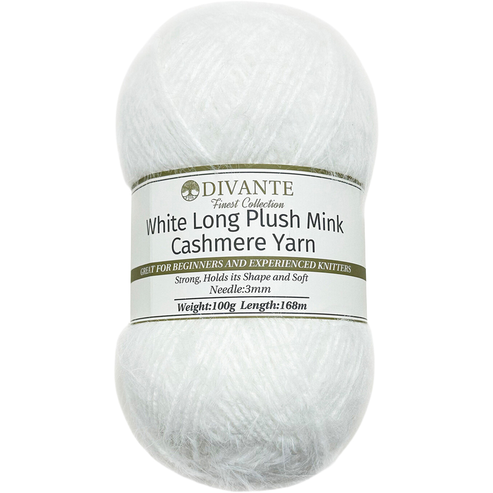 Long Plush Mink Cashmere Yarn White Image