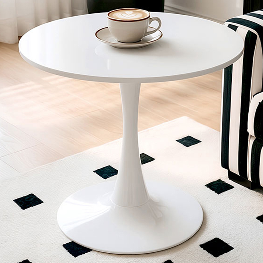 Living and Home 2 Seater Round Dining Table with Metal Base White Image 1