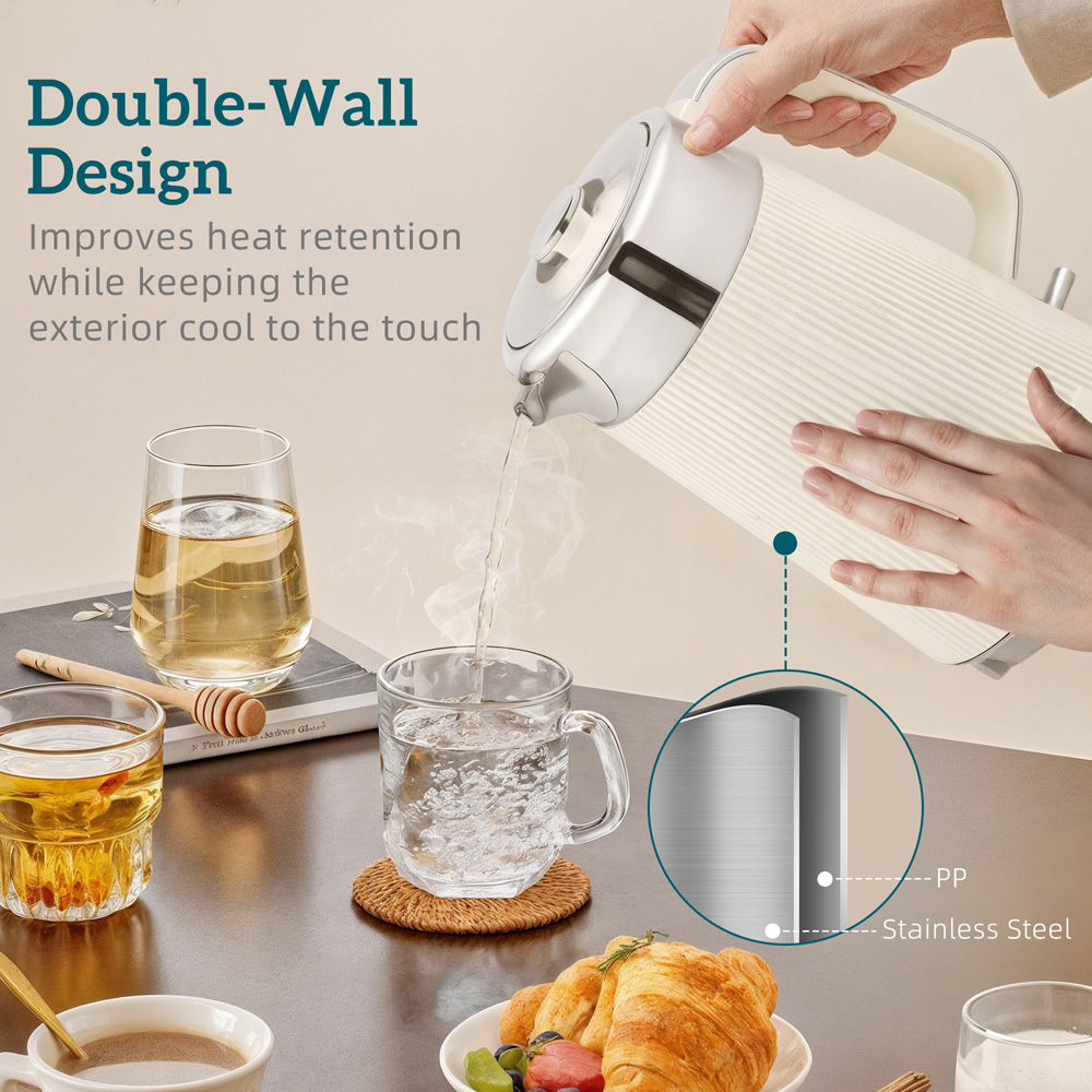 HOMCOM 800-266V70CW Cream 1.7L Rapid Boil Kettle 3000W and 4 Slice Toaster Set Image 5