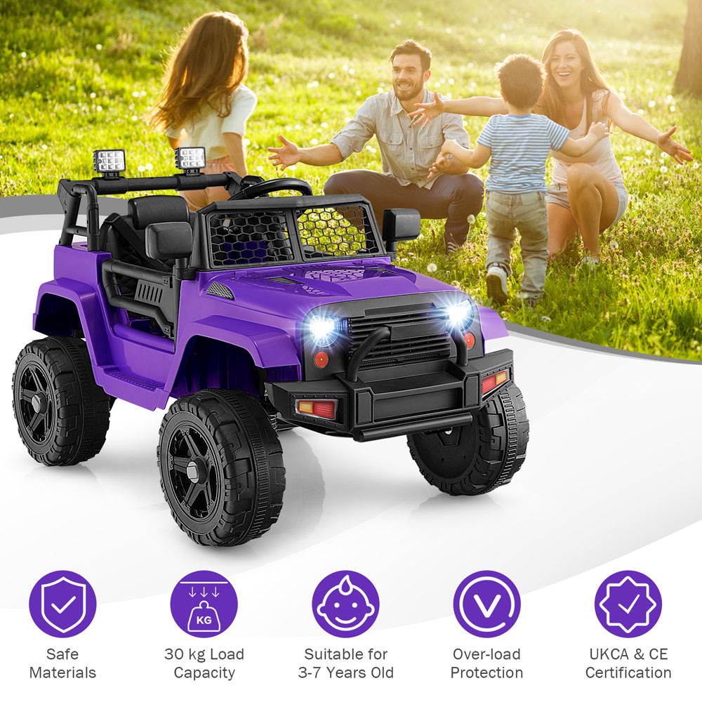 Costway Kids Purple Ride On Car with Remote Control and Music 12V Image 6