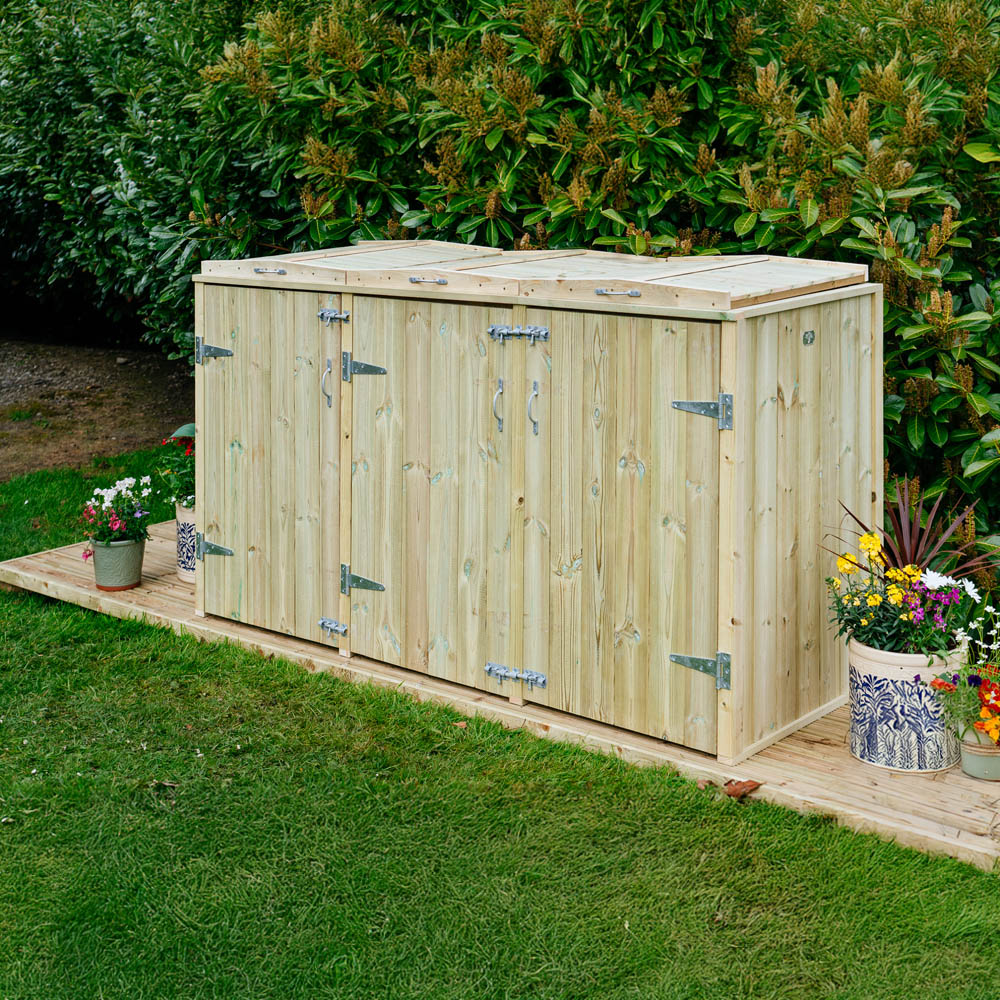 The Garden Village Shireburn 2 Recycle Box 2 Wheelie Bin Shed Image 2