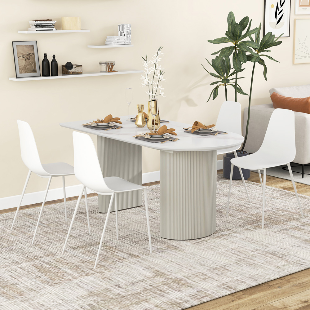 Costway Set of 4 White Metal Dining Chair Image 4