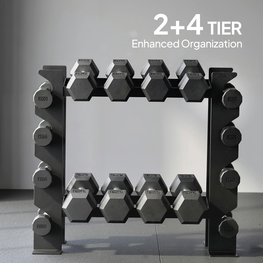 SPORTNOW 4-Tier Black Heavy-Duty Dumbbell Rack Image 3
