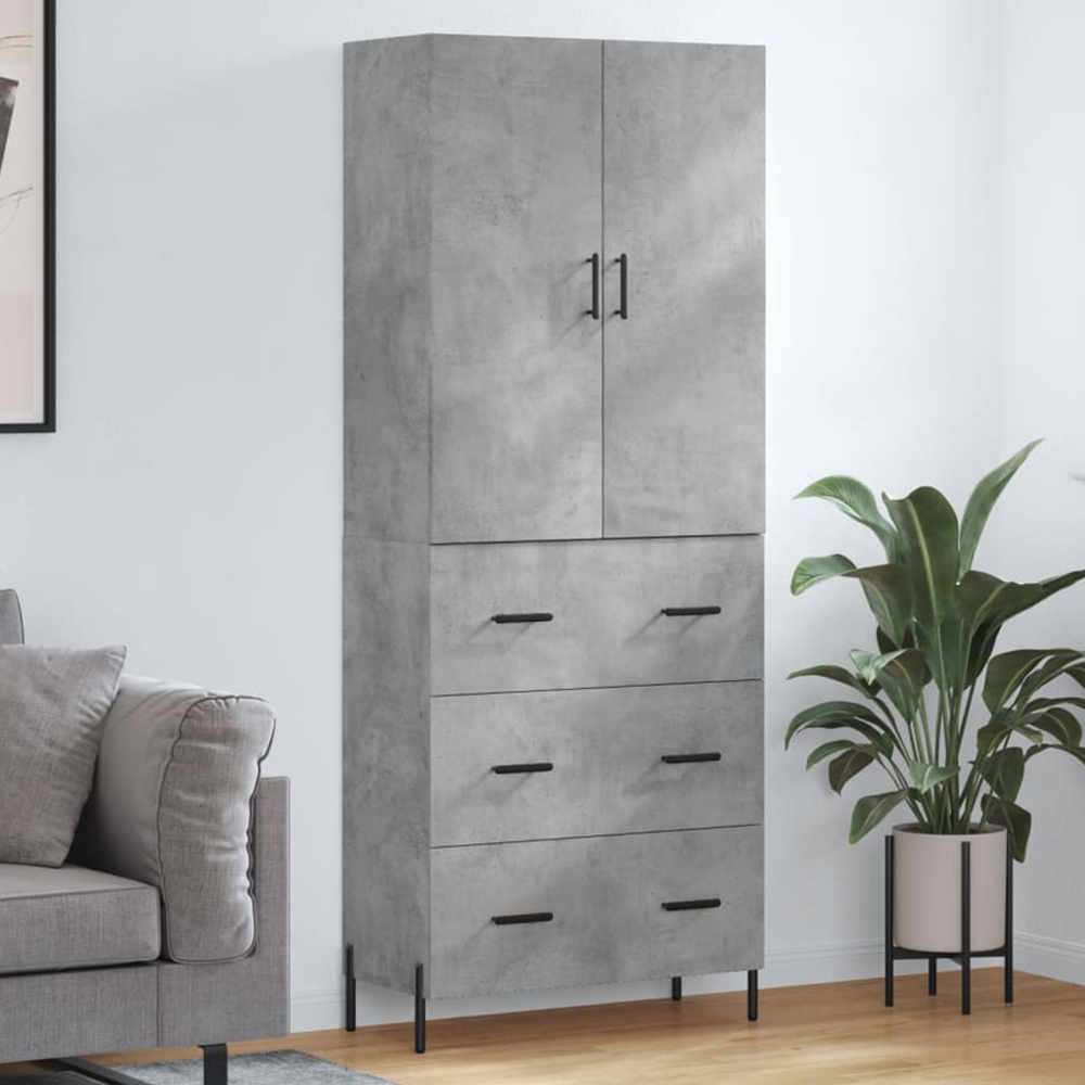 vidaXL 2 Door 3 Drawer Concrete Grey Highboard Image 1