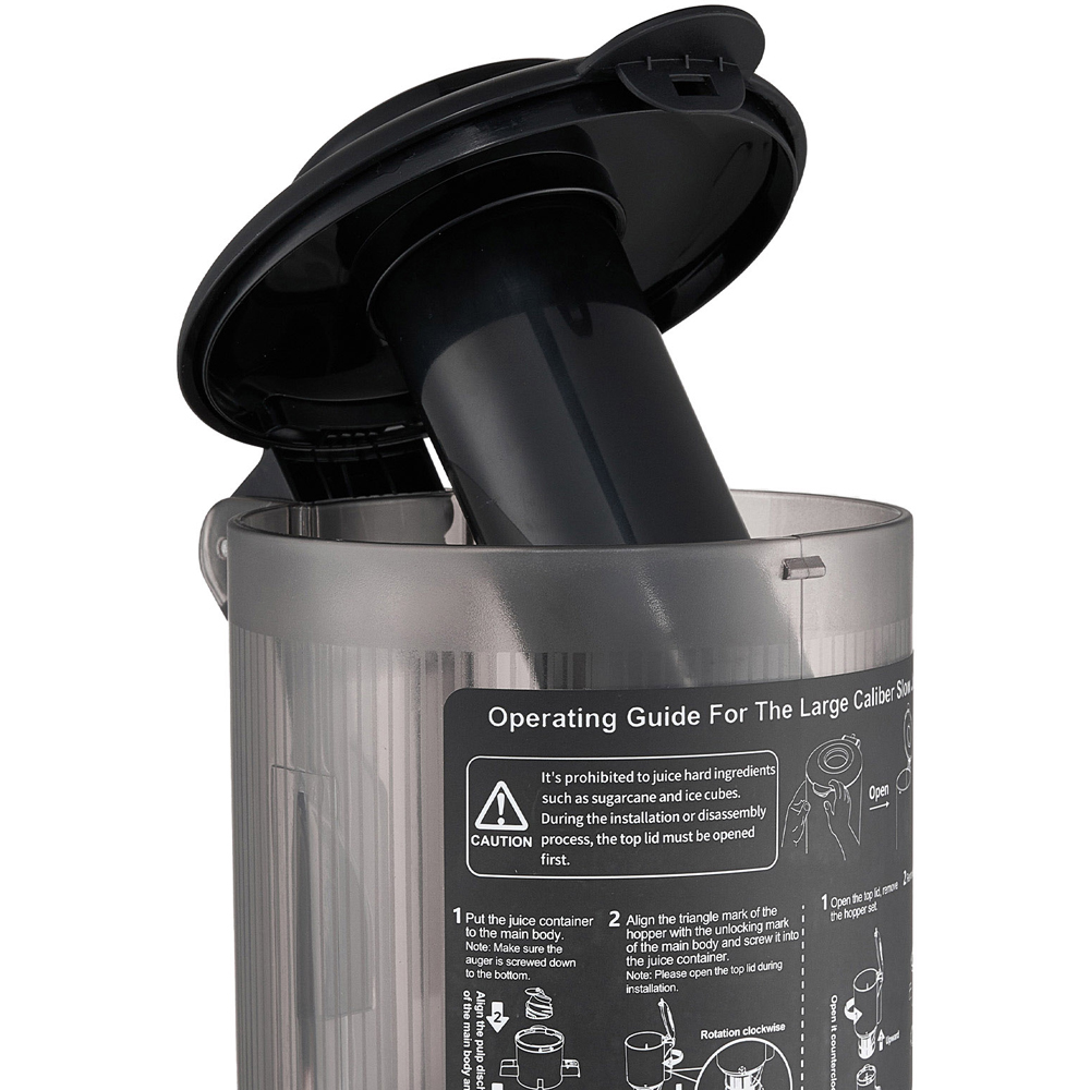 Komore EK090051 Grey Slow Masticating Cold Press Juicer with 130mm Chute 200W Image 3