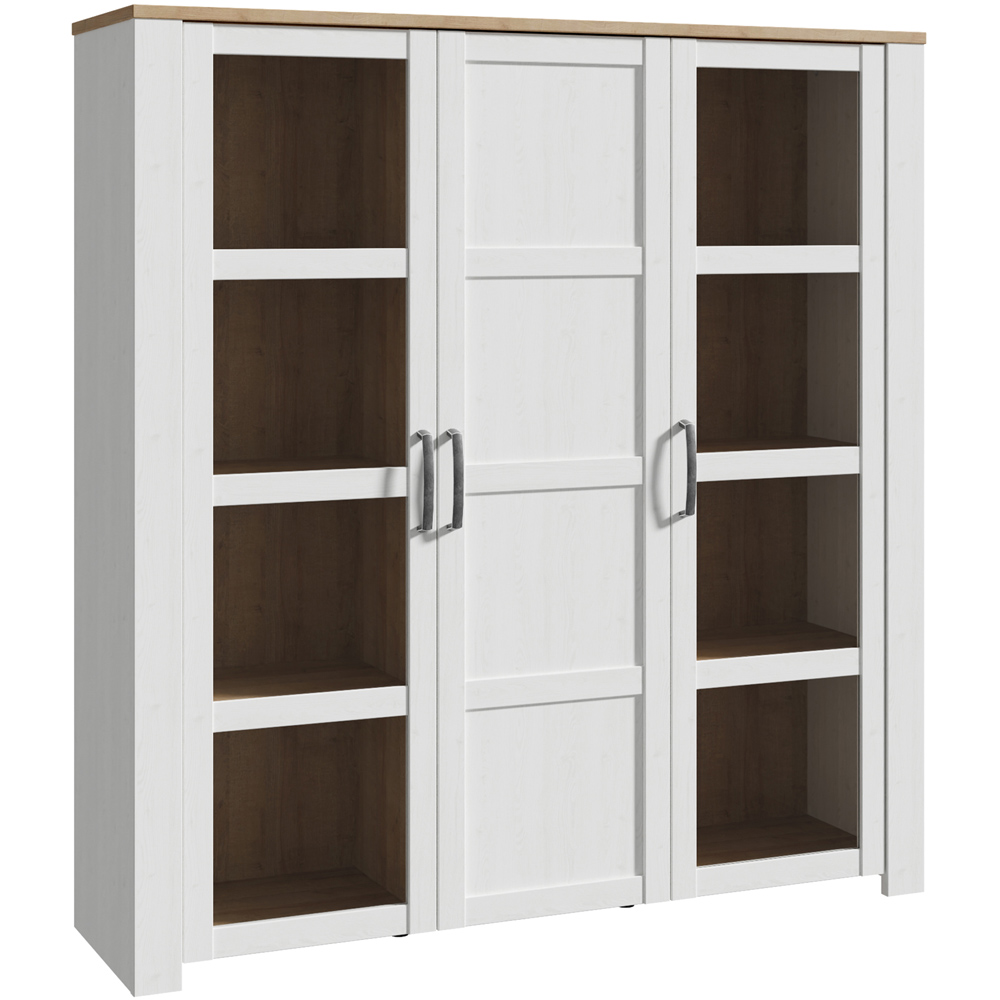 Florence Bohol 3 Door White Riviera Oak Large Display Cabinet Image 2