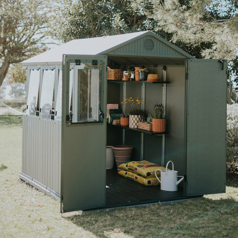 Keter 6 x 8ft Green Apex Potting Shed Image 8