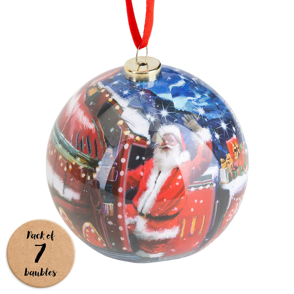 The Christmas Gift Co Red Traditional Christmas Baubles 7 Pack Image 1