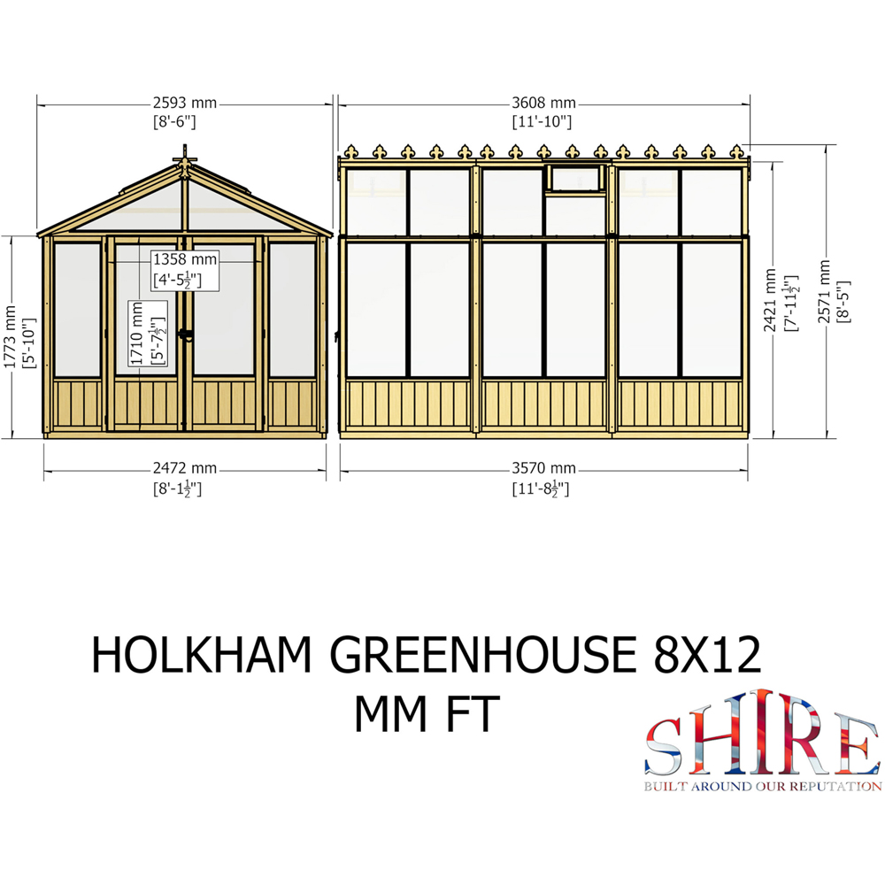 Shire Holkham Wooden 8 x 12ft Apex Greenhouse Image 9