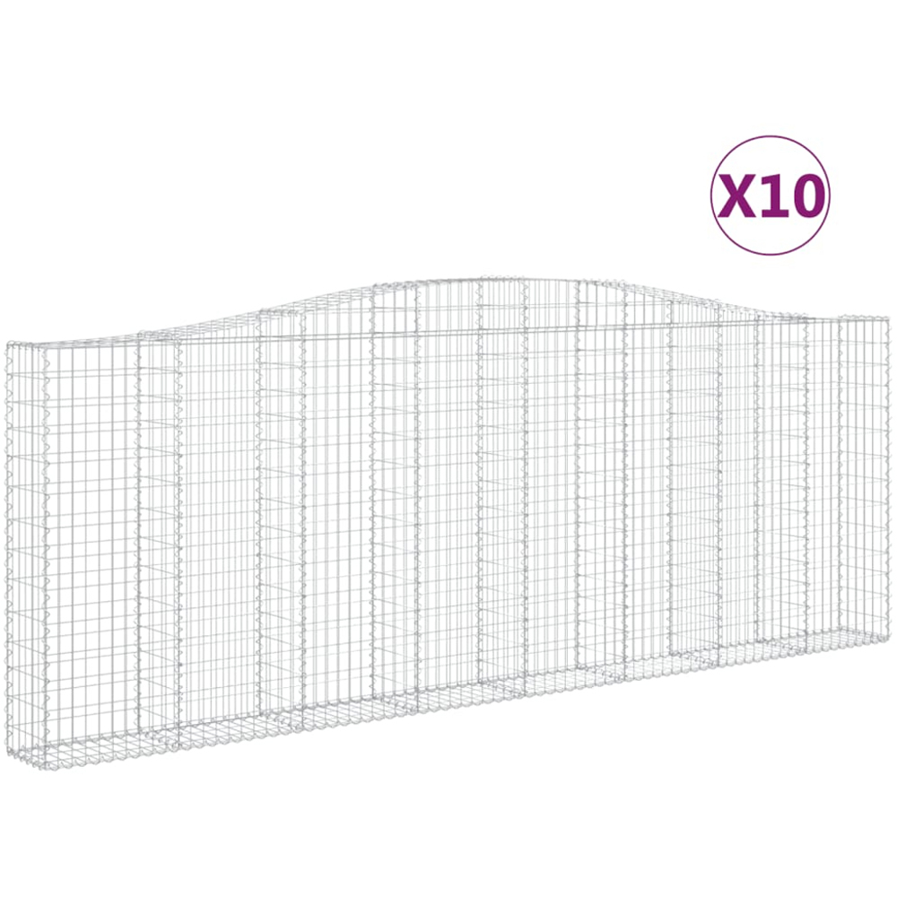 vidaXL Silver Galvanised Iron Arched Gabion Basket 400 x 30 x 140/160cm 10 Pack Image 2