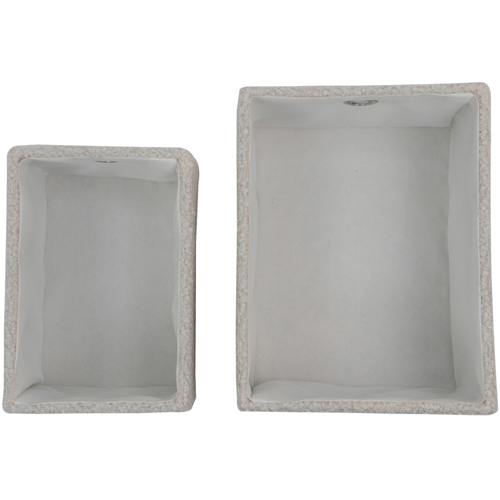 JVL Shiro White Boucle Fabric Rectangular Storage Basket with Lid 2 Pack Image 6