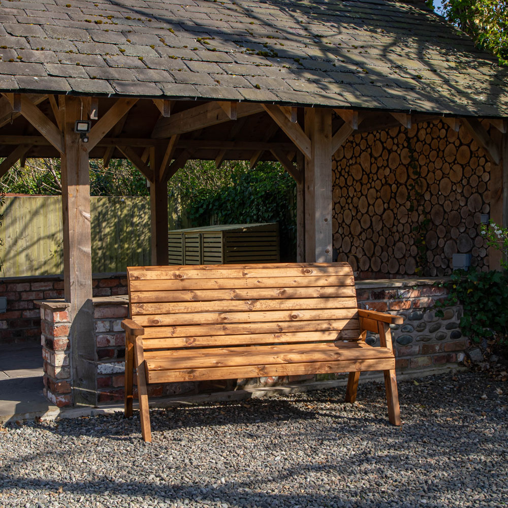 Samuel Alexander 3 Seater Rustic Wooden Garden Bench Image 3