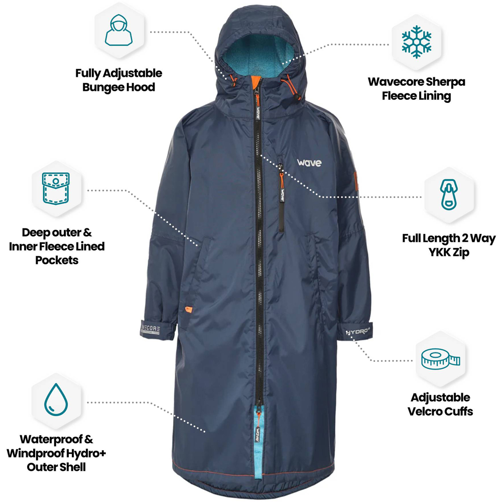 Wave Waterproof Navy Fleece Lined Changing Robe Medium Image 8