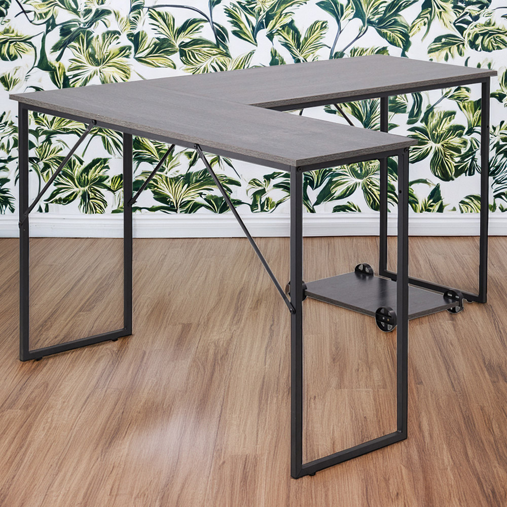 Living and Home L-Shaped Office Desk with Movable Stand Image 1