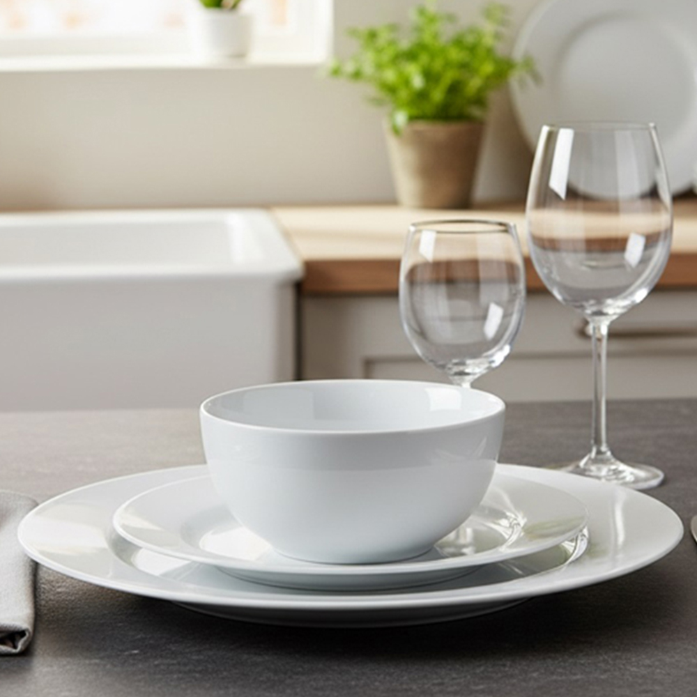 Waterside Rimmed White 18 Piece Dinner Set Image 2