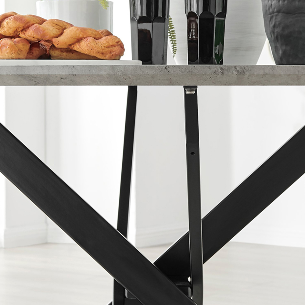 Furniturebox Arona Solara Concrete Effect 6 Seater Round Dining Set Grey Black and Cappuccino Image 6