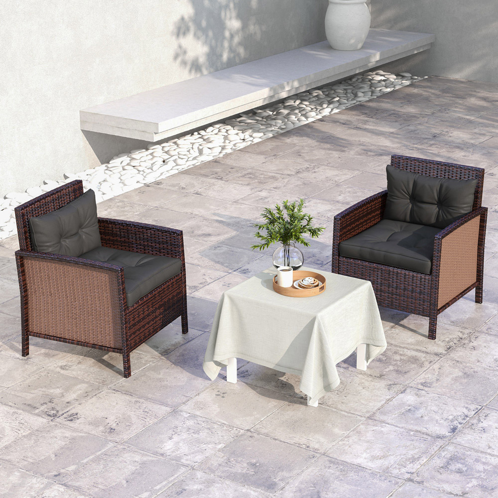 Outsunny Charcoal Grey Seat Cushion Replacement Set of 4 Image 2