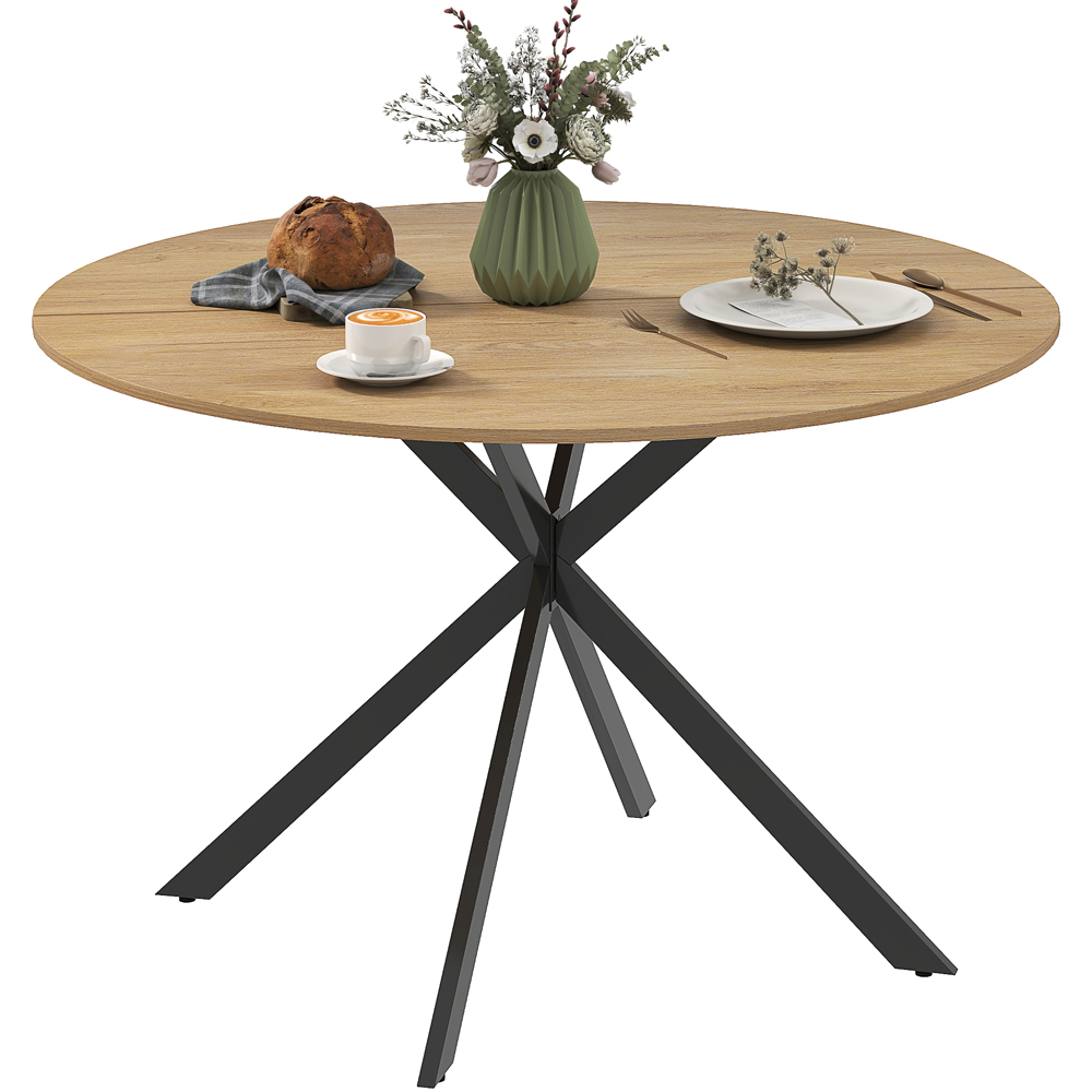 Portland 4 Seater Industrial Dining Table Black and Woodgrain Effect Image 2