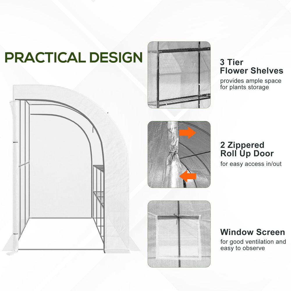 Outsunny White 5 x 10ft 3-Tier Walk In Greenhouse Image 7