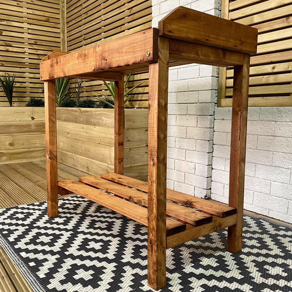 Samuel Alexander Single Shelf Outdoor Wooden Potting Table 90cm Image 6