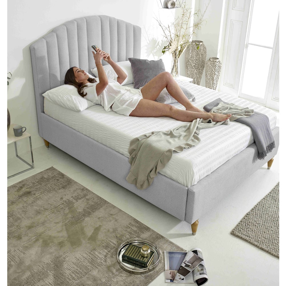 Eleganza Henrik Super King Size Silver Arlington Fabric Bed Frame with Curved Headboard Image 6
