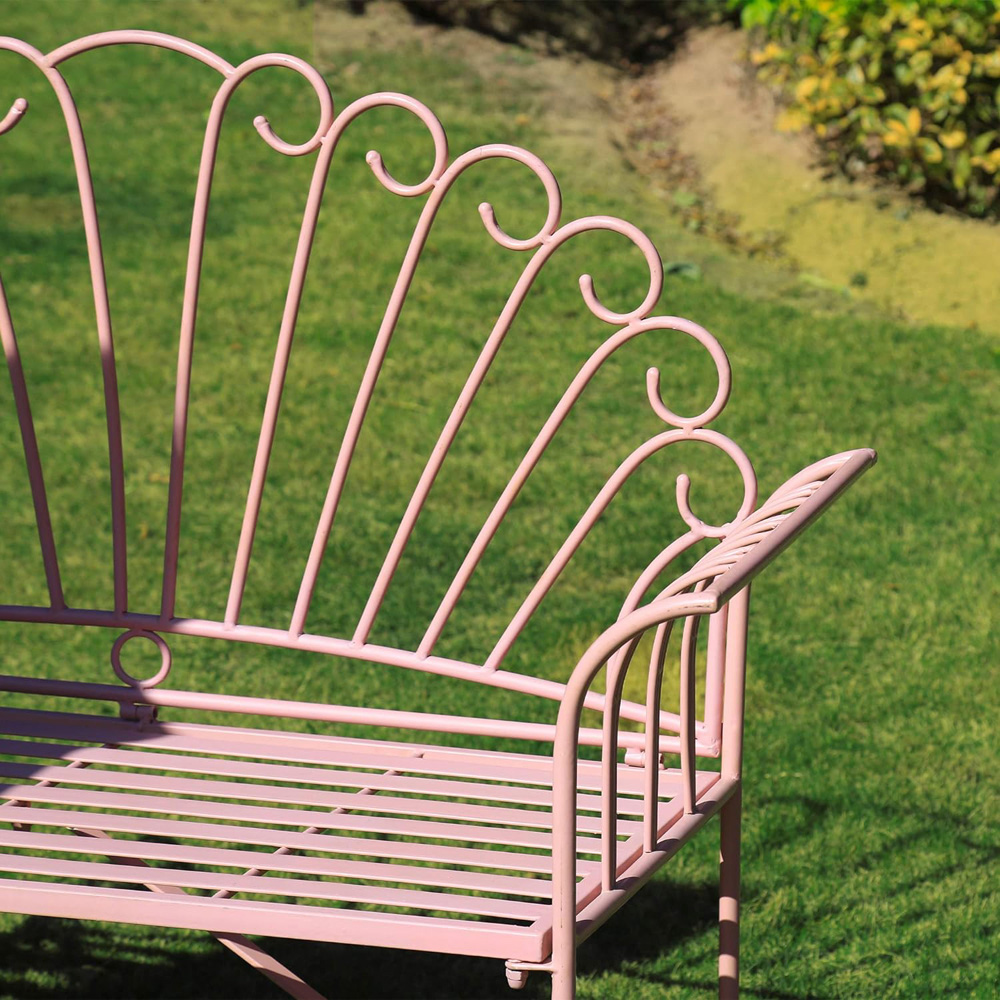 Glamhaus Palermo Blush Pink Garden Bench Image 5