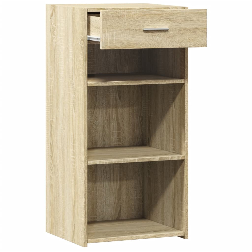 vidaXL Single Drawer 3 Shelf Sonoma Oak Slim Sideboard Image 7