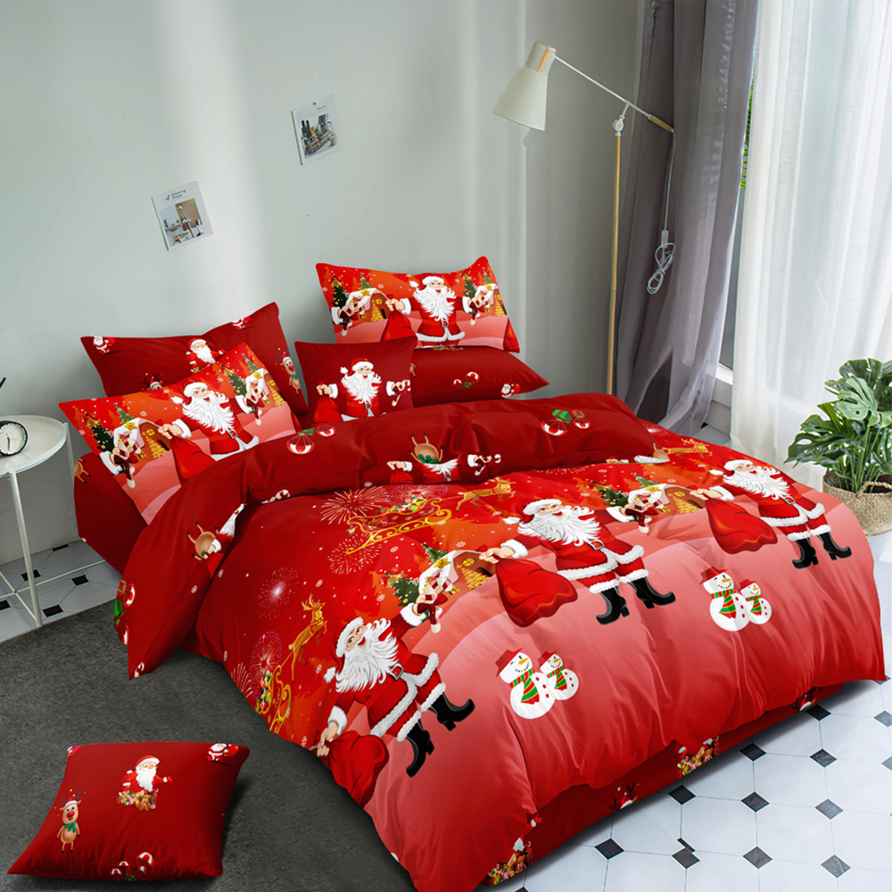 Groundlevel Double Santa Christmas Red Duvet Set Image