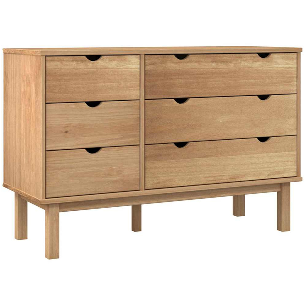 vidaXL Otta 6 Drawer Brown Solid Wood Pine Storage Cabinet Image 2