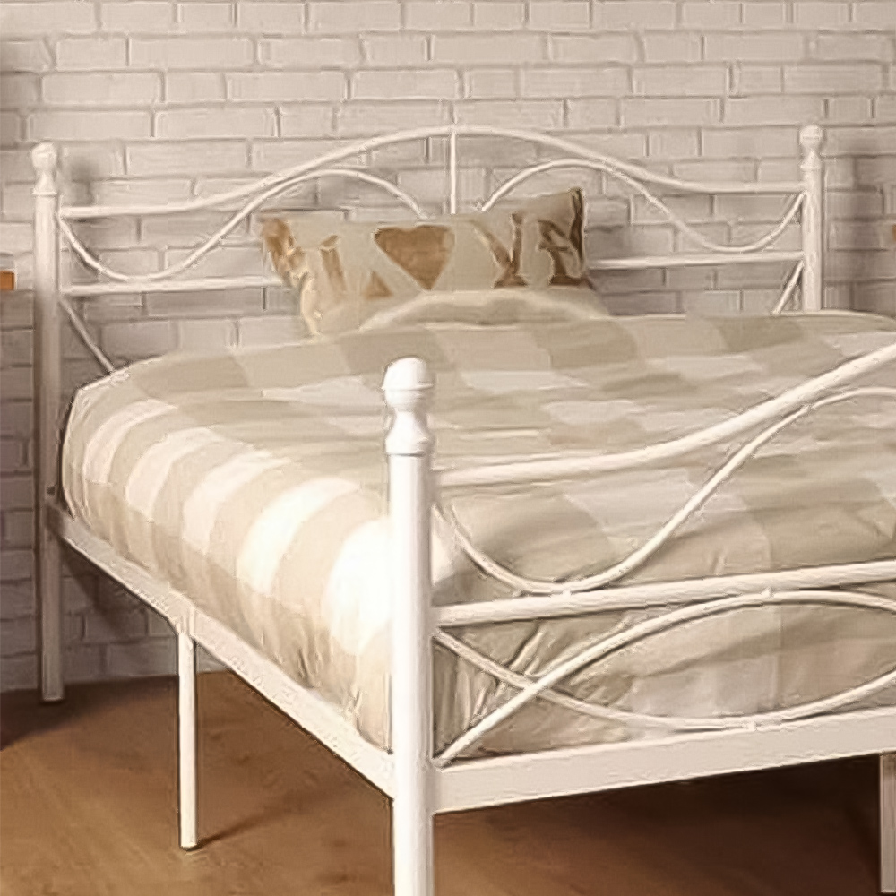 Brooklyn Single White Scroll Effect Metal Bed Frame Image 2