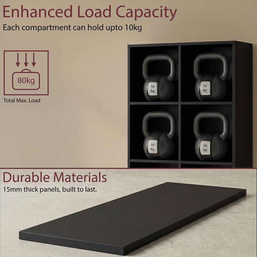VIDA DESIGNS 8 Shelf Black Cube Storage Unit Image 7