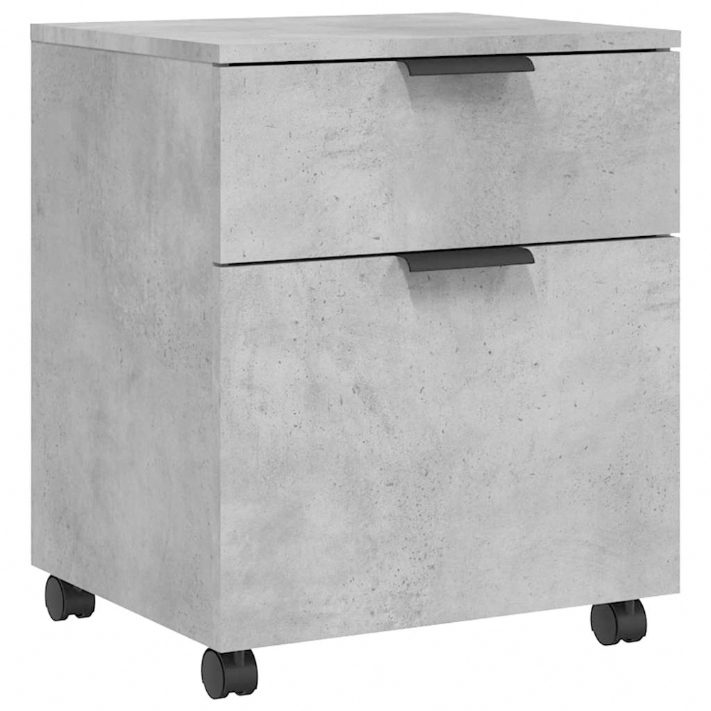 vidaXL Single Door Single Drawer Concrete Grey Mobile File Cabinet Image 2