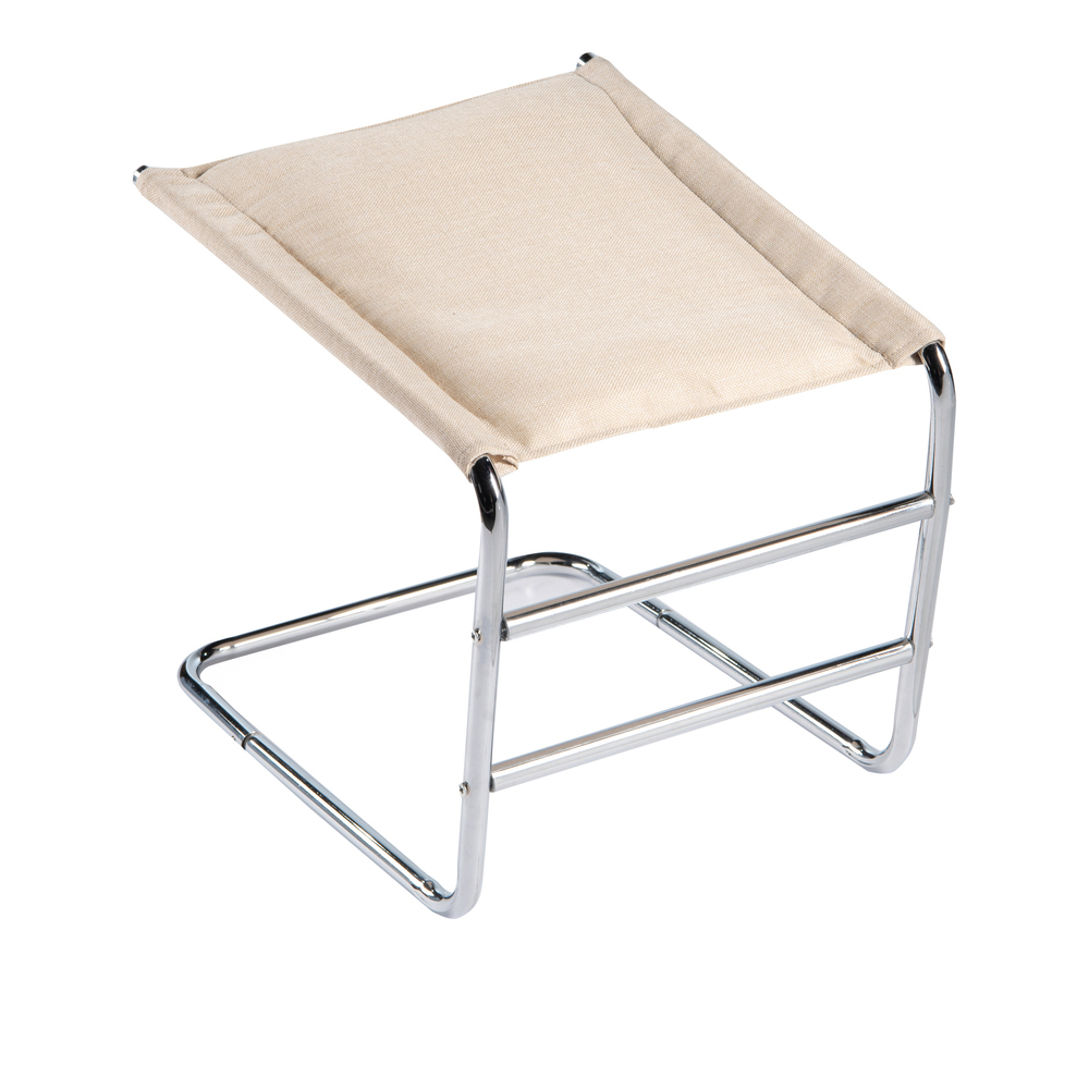 Greenhurst Beige and Chrome Footstool Image 2