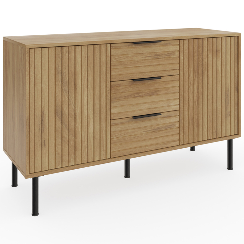 GFW Nervata 2 Door 3 Drawer Oak Sideboard Image 2