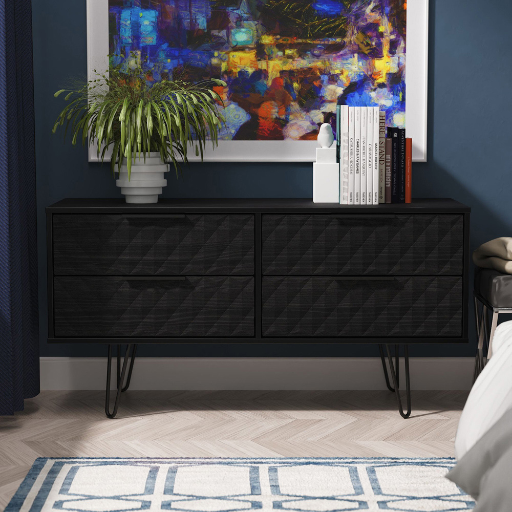 Crowndale Harlequin 4 Drawer Black Ash Bed Box Ready Assembled Image 7